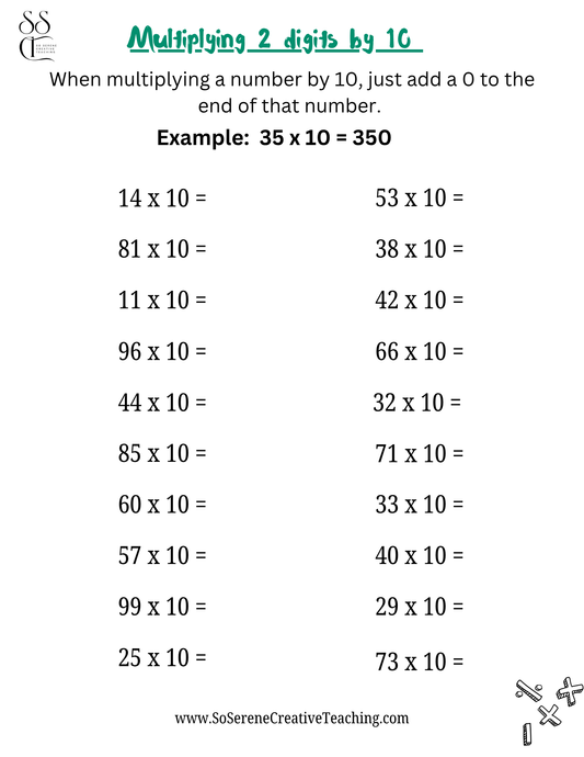 Multiplying 2 digits By 10